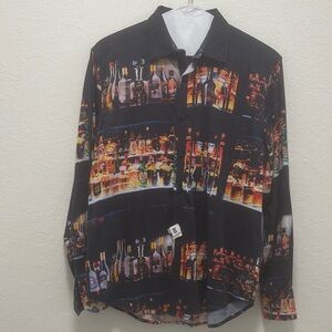 Robert Graham Men’s medium Colorful Bar Print Button-Up Shirt